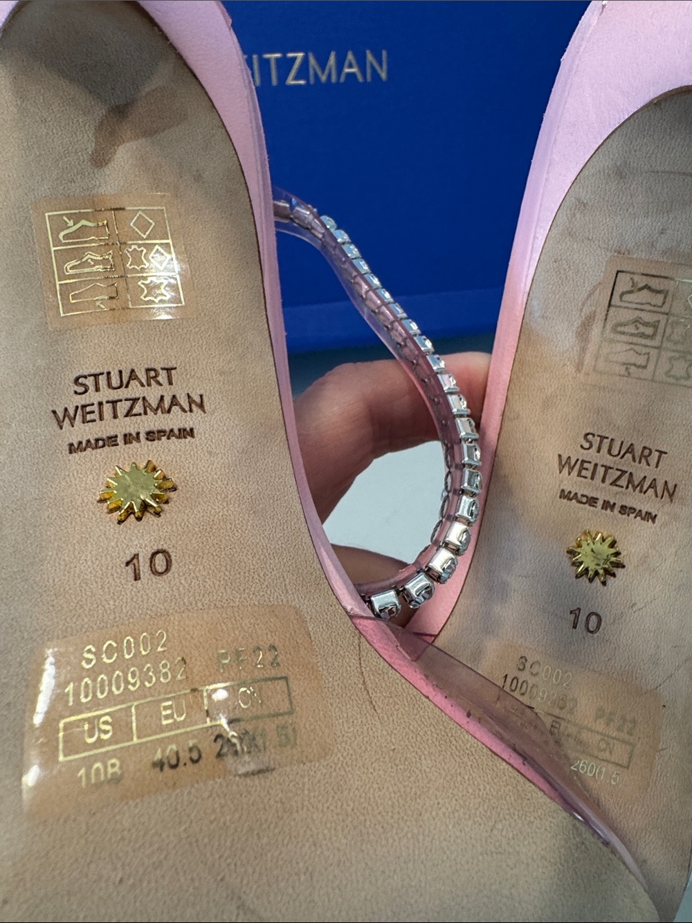 Stuart Weitzman Pink Crystal-Ankle PVC Pointed-Toe Pumps 10 - Picture 9 of 10